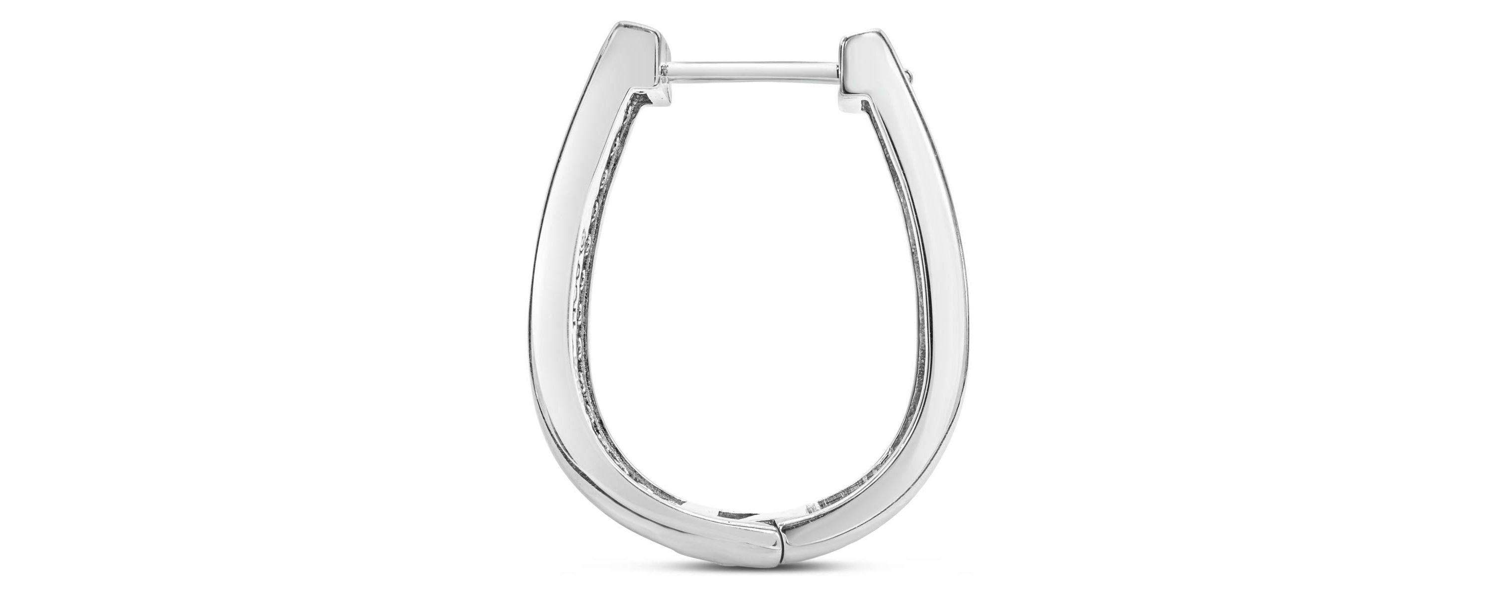 1 Carat Natural Diamond Two Row Hoop Earrings In Solid Sterling Silver, 3/4 Inch Long
