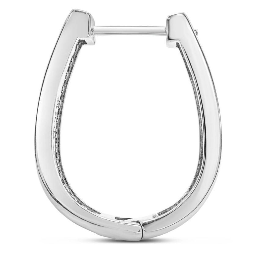1 Carat Natural Diamond Two Row Hoop Earrings In Solid Sterling Silver, 3/4 Inch Long