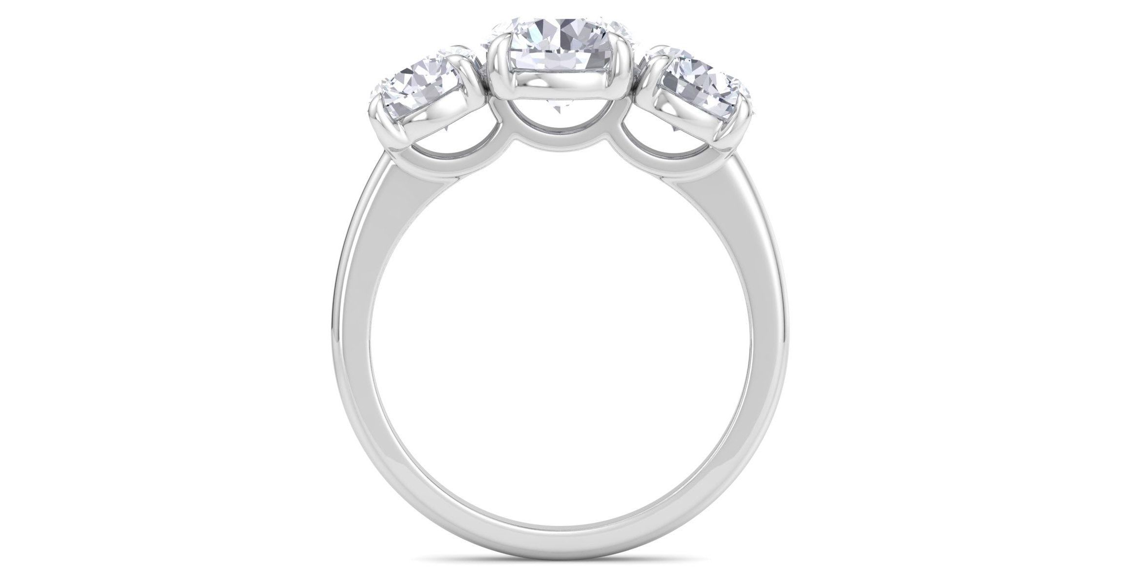 Lab Created 3 Carat Lab Grown Diamond Three Stone Engagement Ring In Sterling Silver