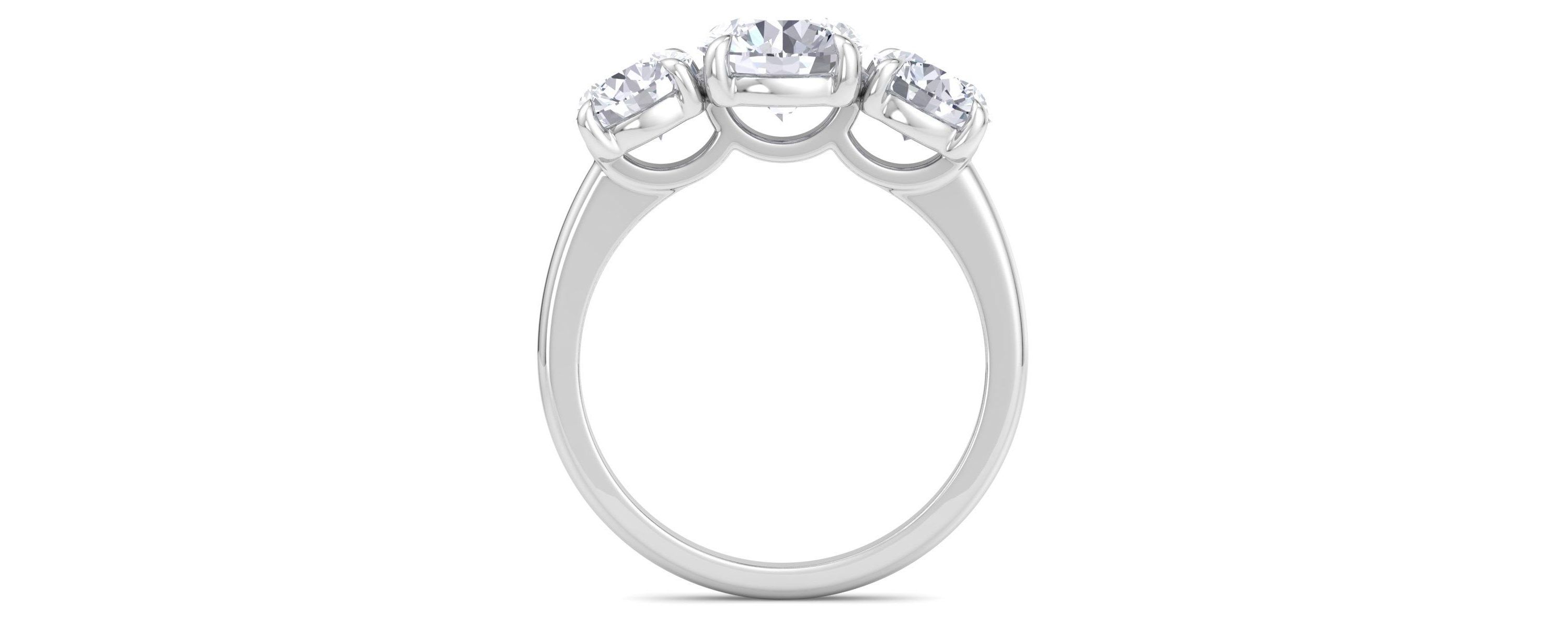 Lab Created 3 Carat Lab Grown Diamond Three Stone Engagement Ring In Sterling Silver