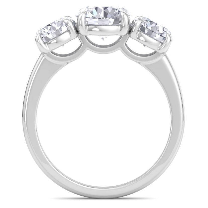 Lab Created 3 Carat Lab Grown Diamond Three Stone Engagement Ring In Sterling Silver