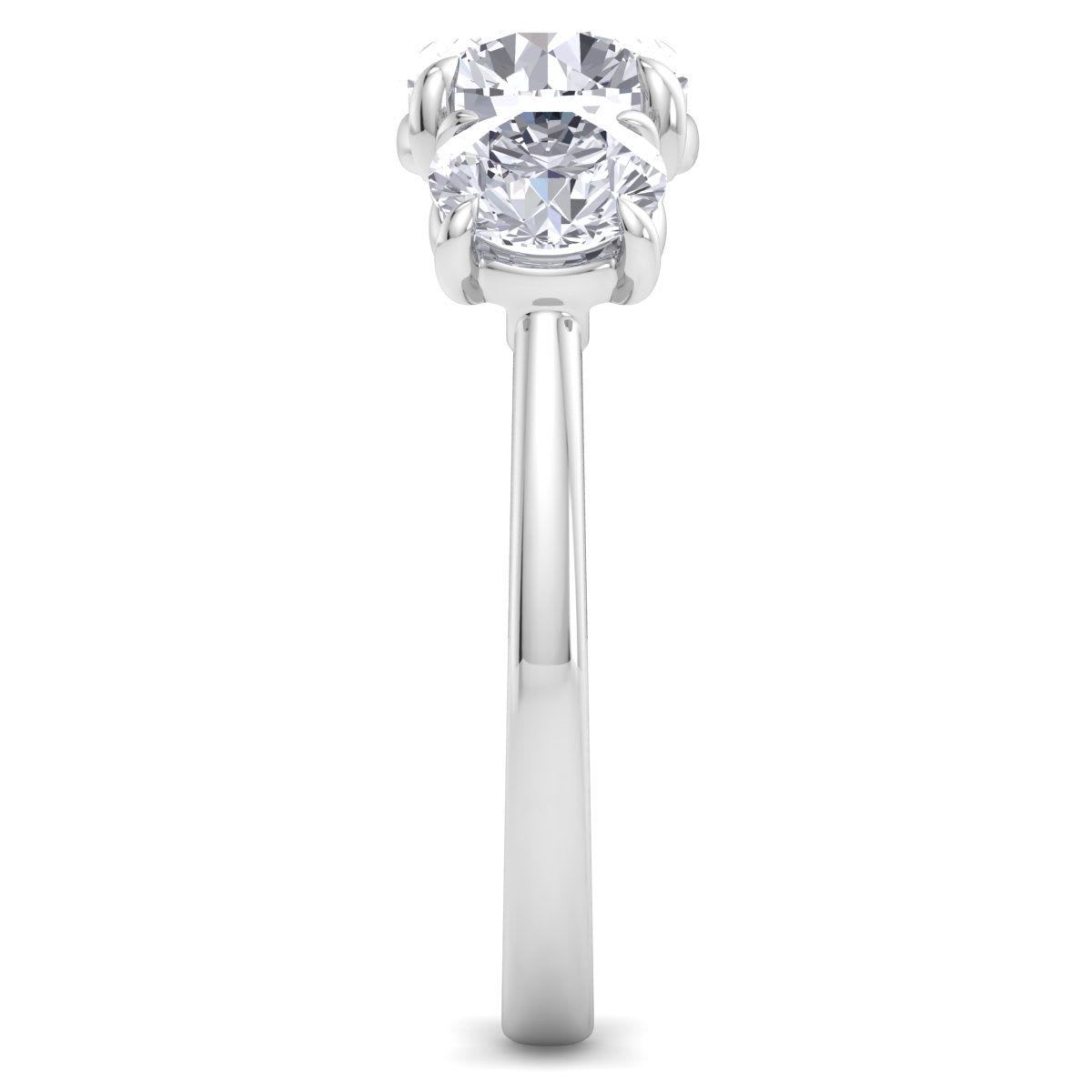 Lab Created 3 Carat Lab Grown Diamond Three Stone Engagement Ring In Sterling Silver