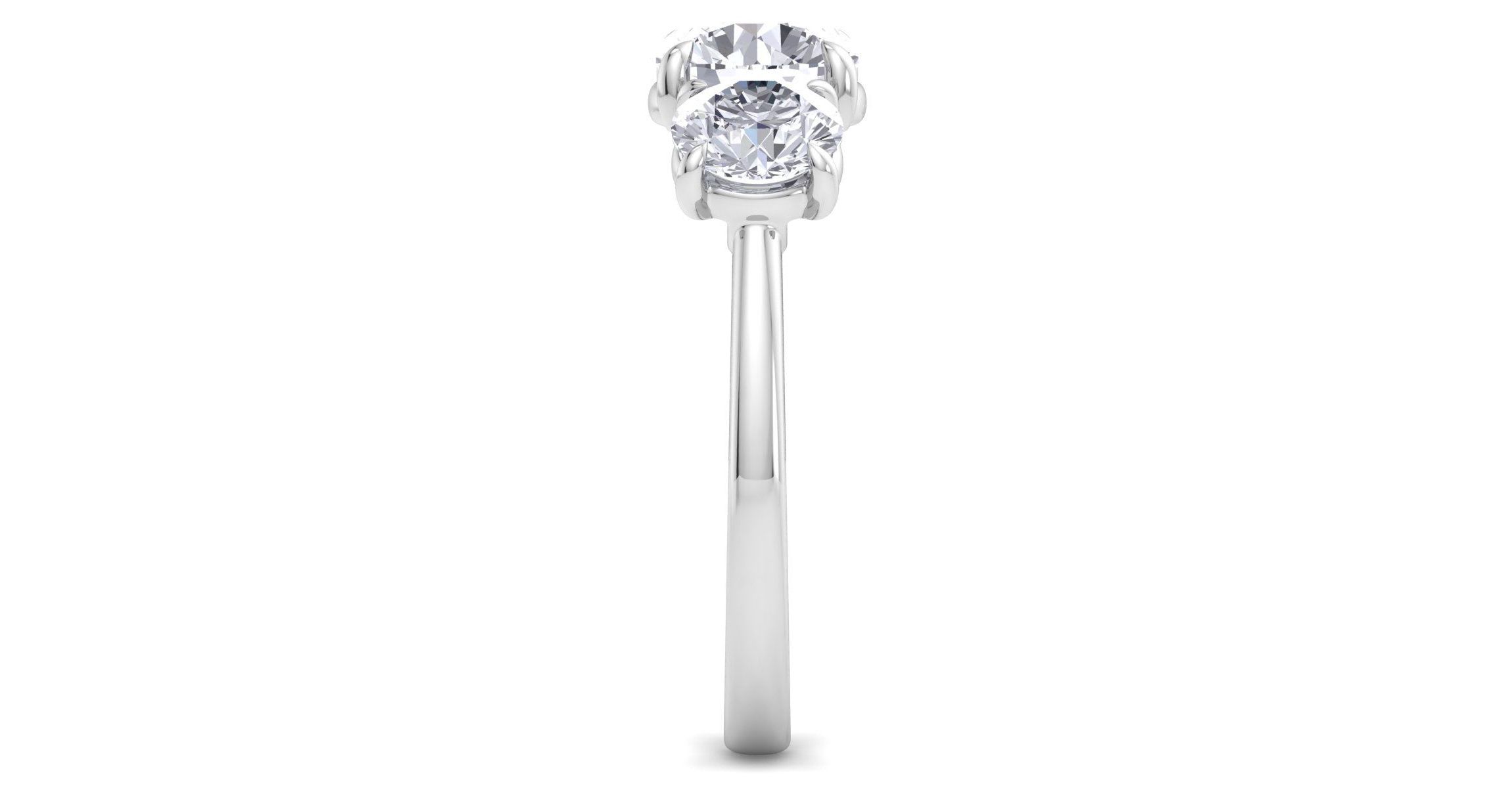 Lab Created 3 Carat Lab Grown Diamond Three Stone Engagement Ring In Sterling Silver