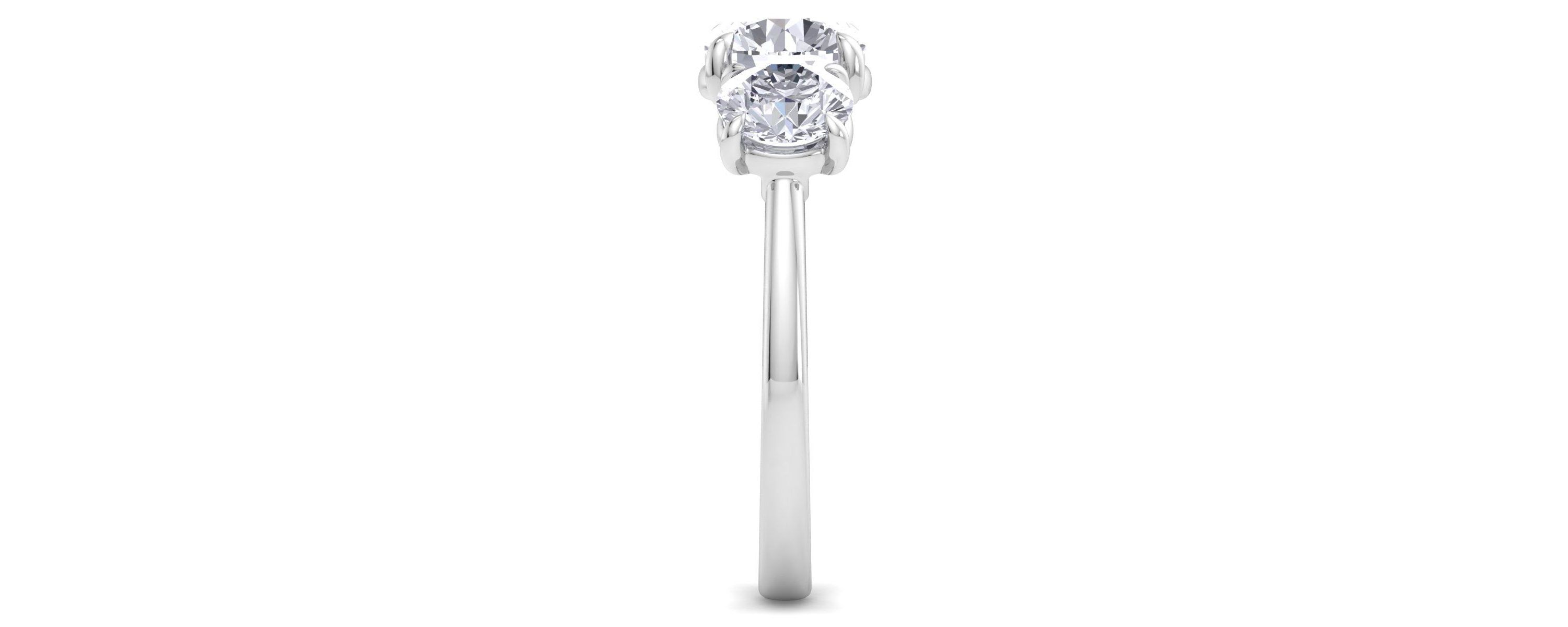 Lab Created 3 Carat Lab Grown Diamond Three Stone Engagement Ring In Sterling Silver
