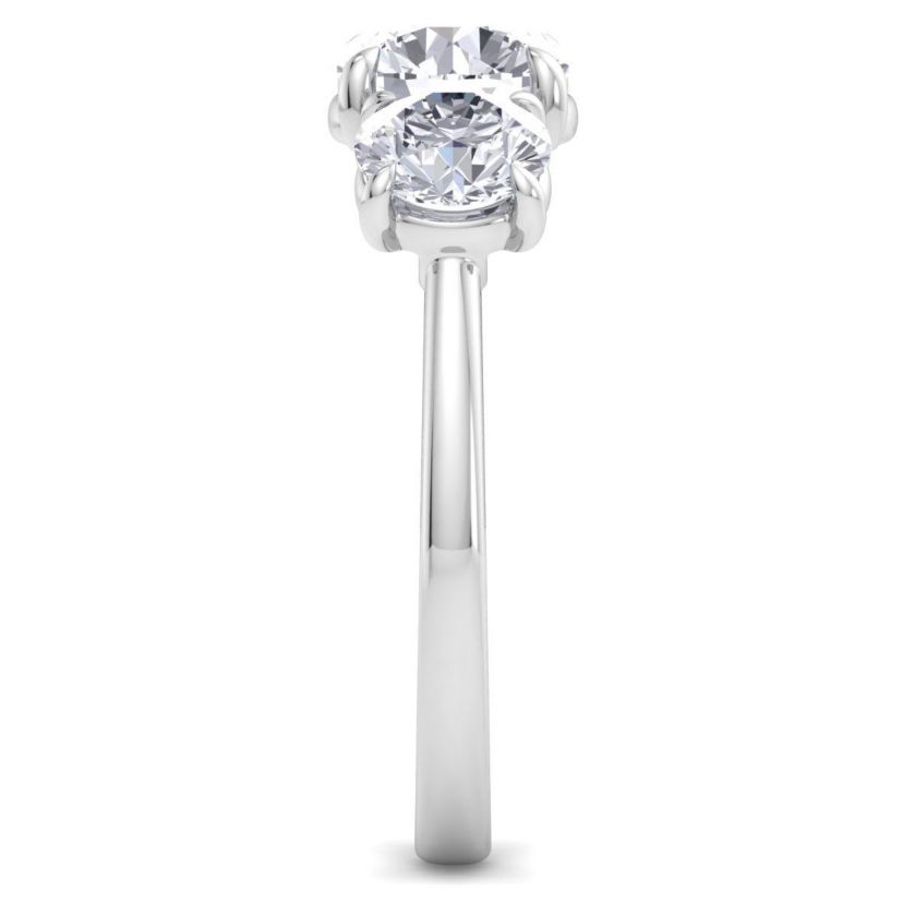 Lab Created 3 Carat Lab Grown Diamond Three Stone Engagement Ring In Sterling Silver