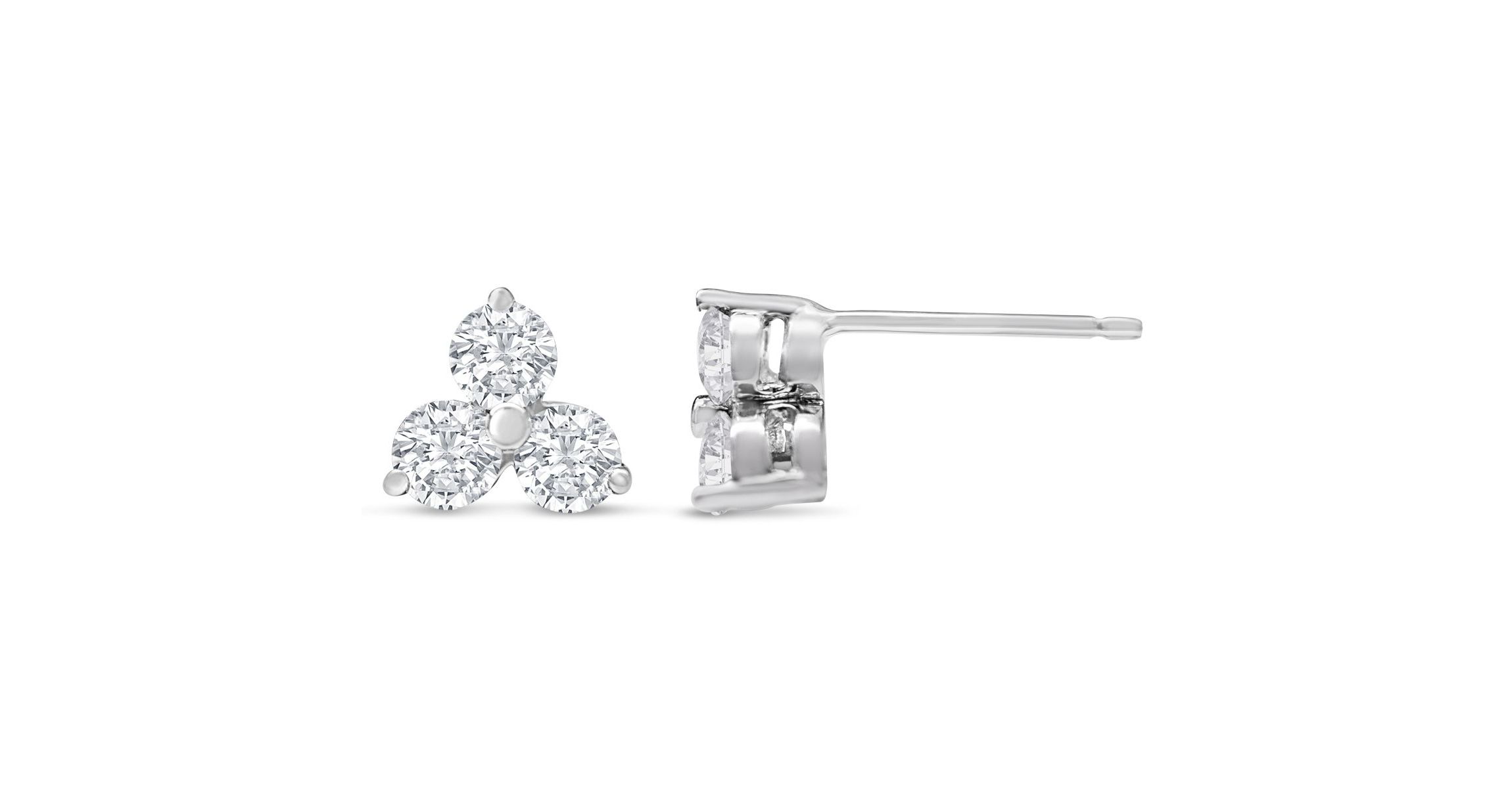 1 Carat Moissanite Triangle Stud Earrings In Sterling Silver