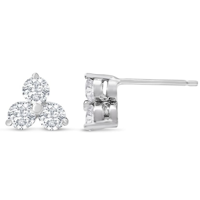 1 Carat Moissanite Triangle Stud Earrings In Sterling Silver