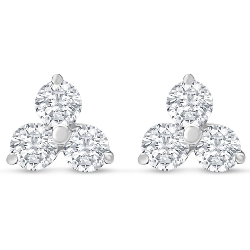 1 Carat Moissanite Triangle Stud Earrings In Sterling Silver