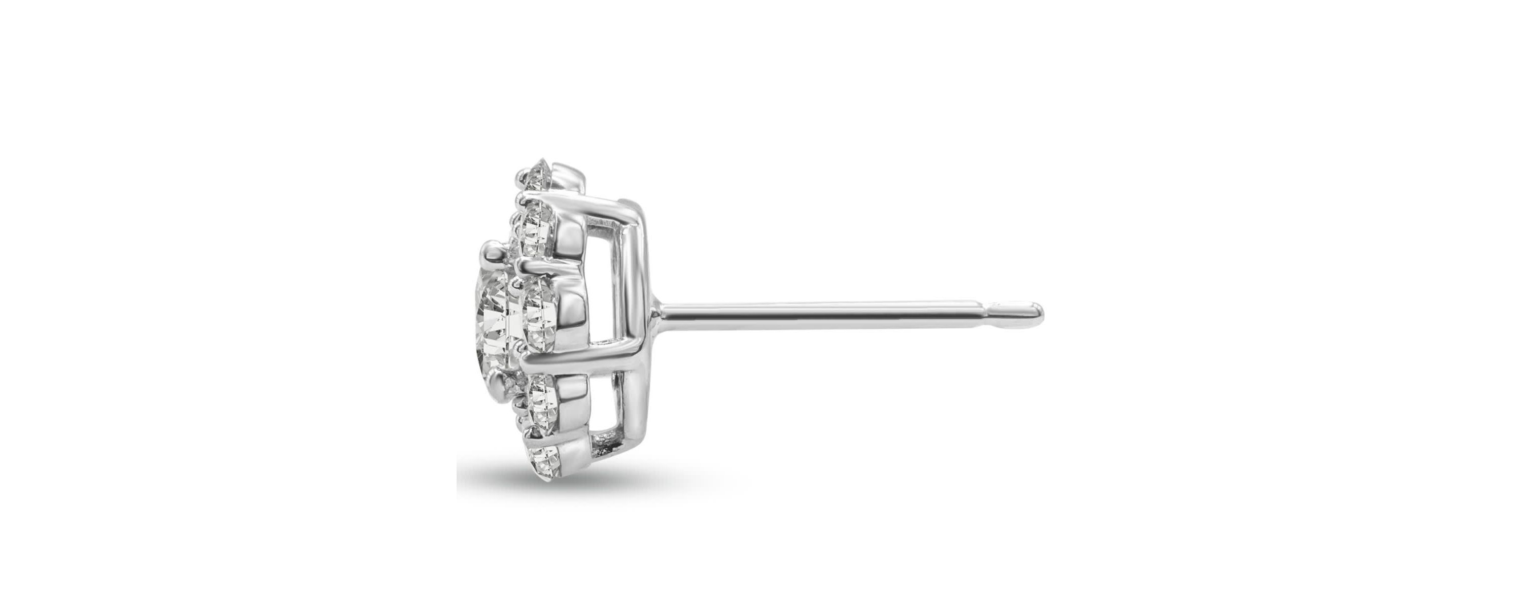 Lab Created 1 1/2 Carat Lab Grown Diamond Halo Stud Earrings In 14K White Gold