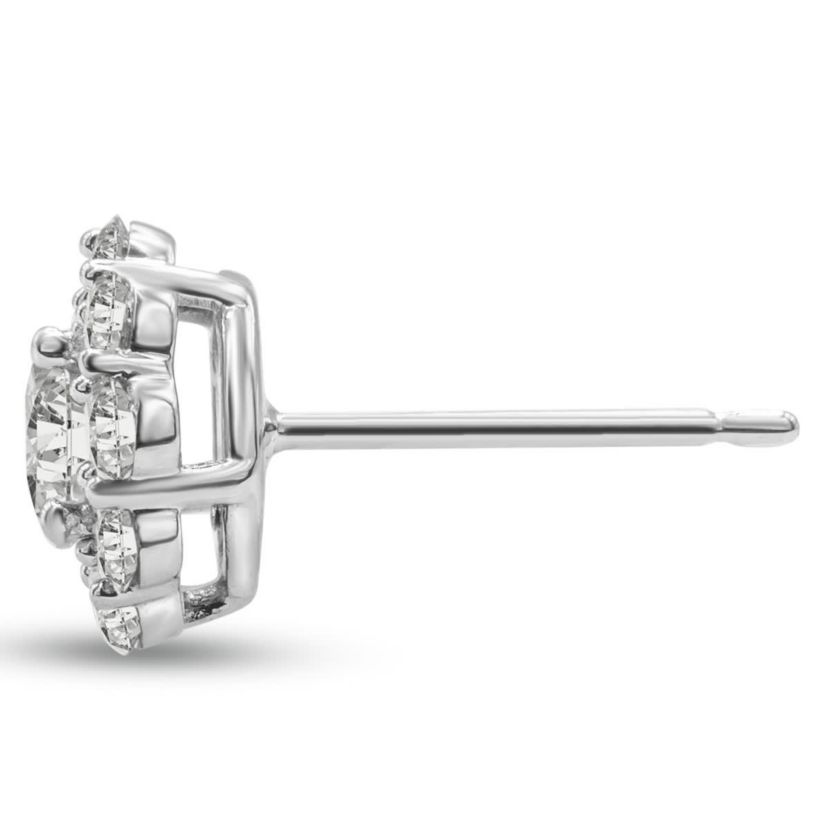Lab Created 1 1/2 Carat Lab Grown Diamond Halo Stud Earrings In 14K White Gold