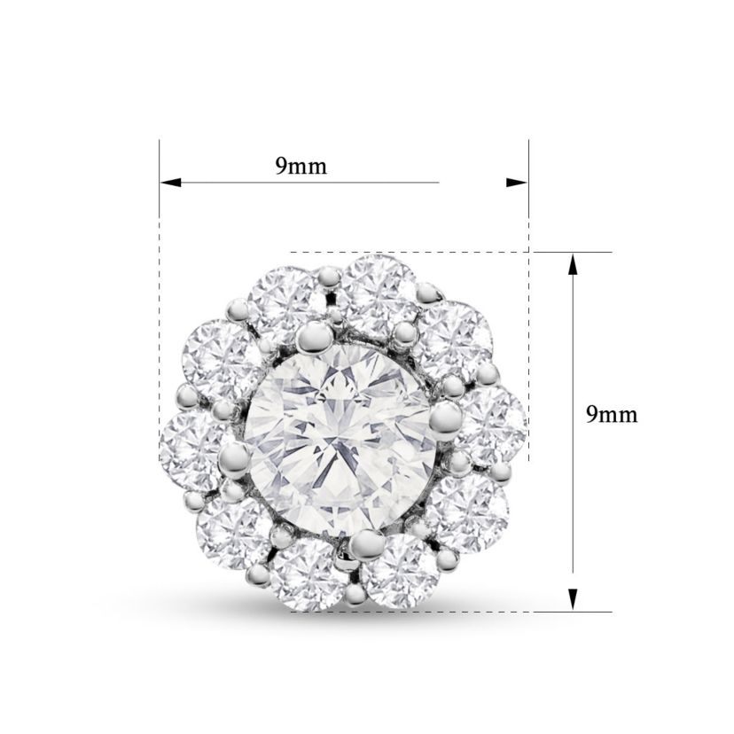 Lab Created 1 1/2 Carat Lab Grown Diamond Halo Stud Earrings In 14K White Gold