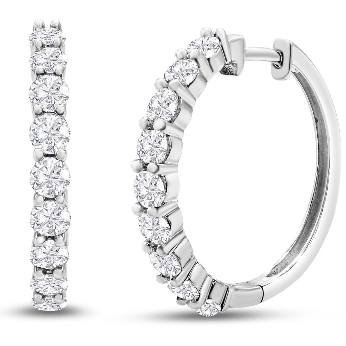 Lab Created 1 Carat Lab Grown Diamond Hoop Earrings In 14K White Gold
