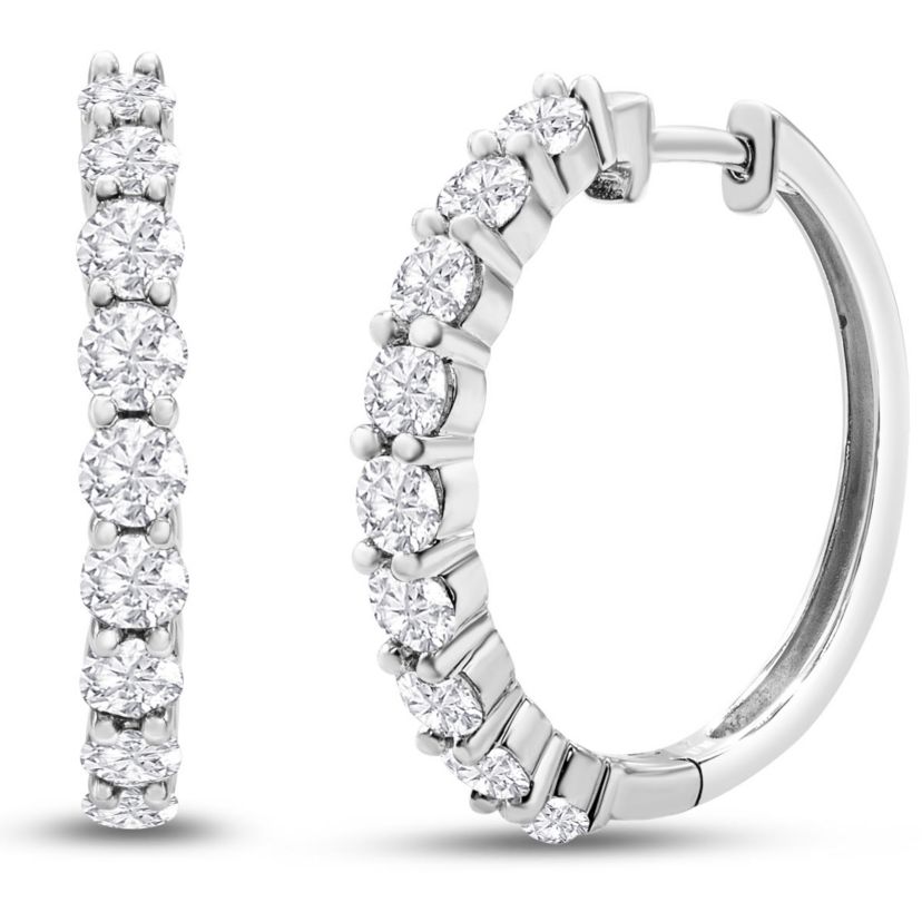 Lab Created 1 Carat Lab Grown Diamond Hoop Earrings In 14K White Gold