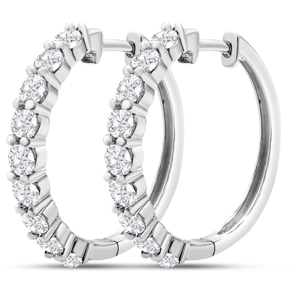 Lab Created 1 Carat Lab Grown Diamond Hoop Earrings In 14K White Gold
