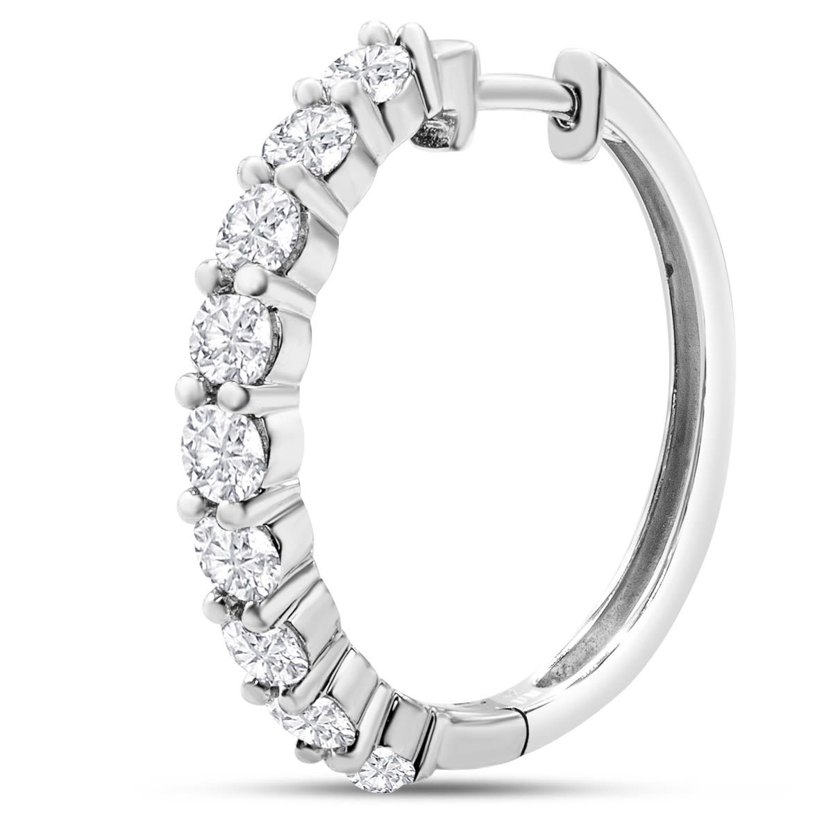 Lab Created 1 Carat Lab Grown Diamond Hoop Earrings In 14K White Gold