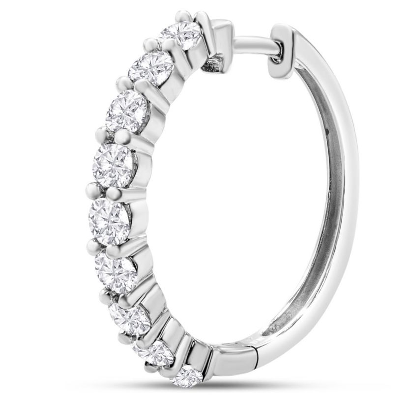 Lab Created 1 Carat Lab Grown Diamond Hoop Earrings In 14K White Gold