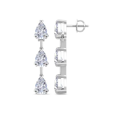 Martha Stewart Lab Created 3 Carat Pear Shape Lab Grown Diamond Drop Earrings In Sterling Silver