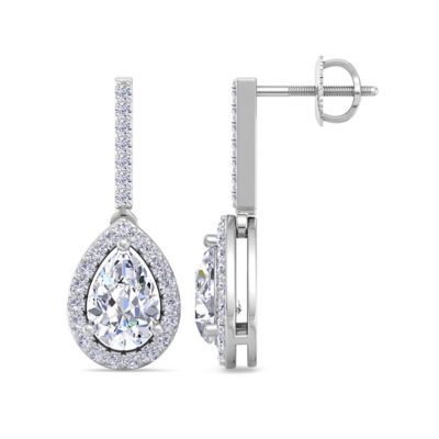 Martha Stewart Lab Created 2 1/2 Carat Pear Shape Lab Grown Diamond Drop Earrings In Sterling Silver