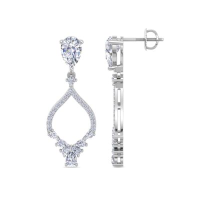 Martha Stewart Lab Created 3 Carat Pear Shape Lab Grown Diamond Drop Earrings In Sterling Silver