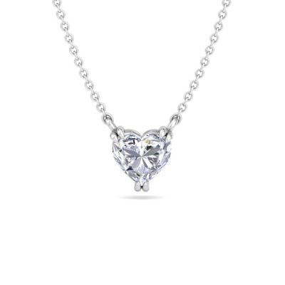 Martha Stewart Lab Created 1 Carat Heart Shape Lab Grown Diamond Solitaire Necklace In Sterling Silver