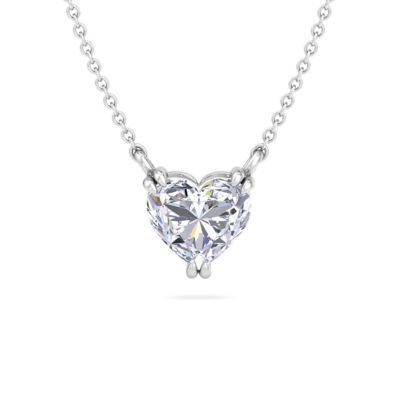 Martha Stewart Lab Created 2 Carat Heart Shape Lab Grown Diamond Solitaire Necklace In Sterling Silver
