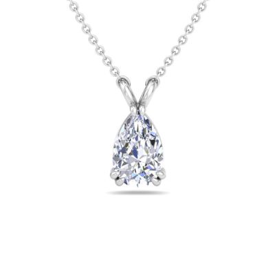 Martha Stewart Lab Created 1 Carat Pear Shape Lab Grown Diamond Solitaire Necklace In Sterling Silver