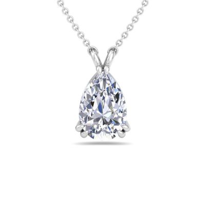 Martha Stewart Lab Created 2 Carat Pear Shape Lab Grown Diamond Solitaire Necklace In Sterling Silver