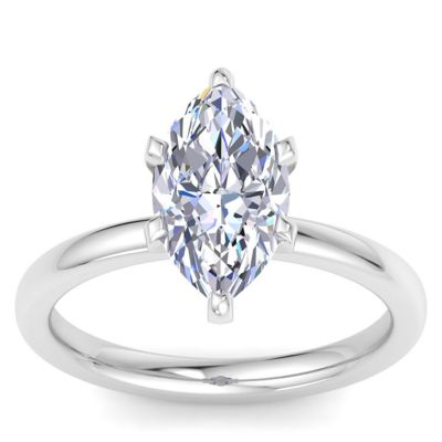 Belk & Co Lab Created 2 Carat Marquise Shape Lab Grown Diamond Ring In Sterling Silver, Solitaire, Silver, 4.5