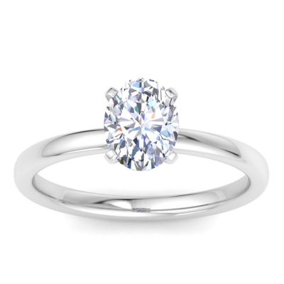 Belk & Co Lab Created 1 Carat Oval Shape Lab Grown Diamond Ring In Sterling Silver, Solitaire