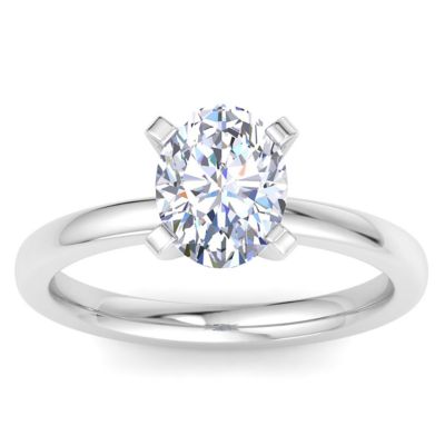 Belk & Co Lab Created 2 Carat Oval Shape Lab Grown Diamond Ring In Sterling Silver, Solitaire, Silver, 4.5