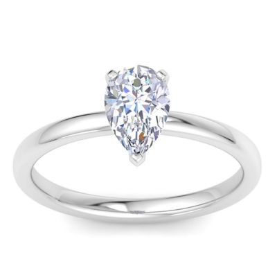Belk & Co Lab Created 1 Carat Pear Shape Lab Grown Diamond Ring In Sterling Silver, Solitaire