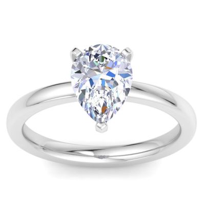 Belk & Co Lab Created 2 Carat Pear Shape Lab Grown Diamond Ring In Sterling Silver, Solitaire, Silver, 5