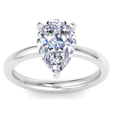 Belk & Co Lab Created 3 Carat Pear Shape Lab Grown Diamond Ring In Sterling Silver, Solitaire, Silver, 7.5