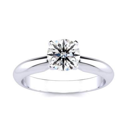 Belk & Co Lab Created 1 Carat Round Shape Lab Grown Diamond Solitaire Ring In Sterling Silver, 4.5