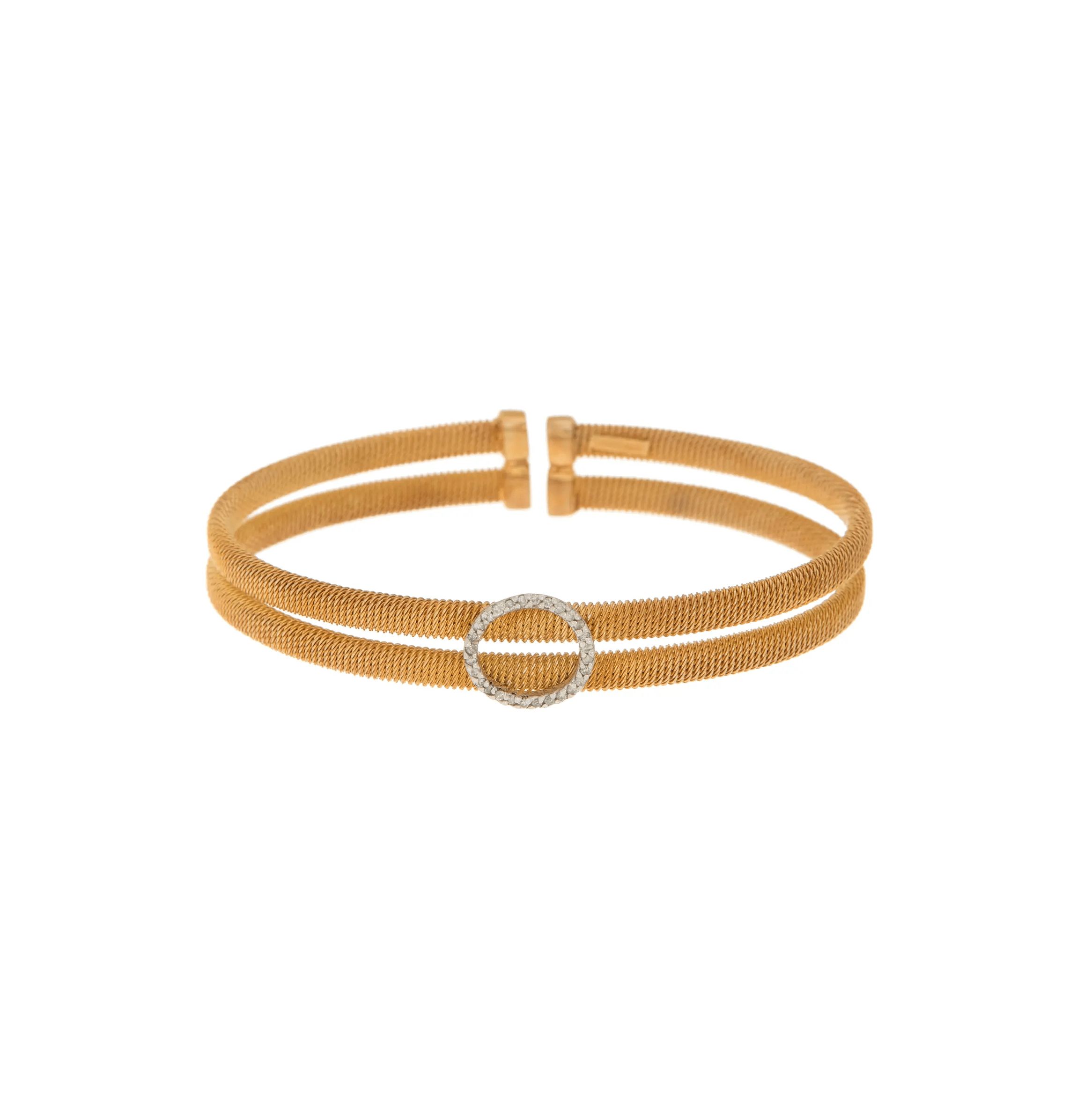 Meshmerise Sterling Silver with 18KT Vermeil Diamond Bangle