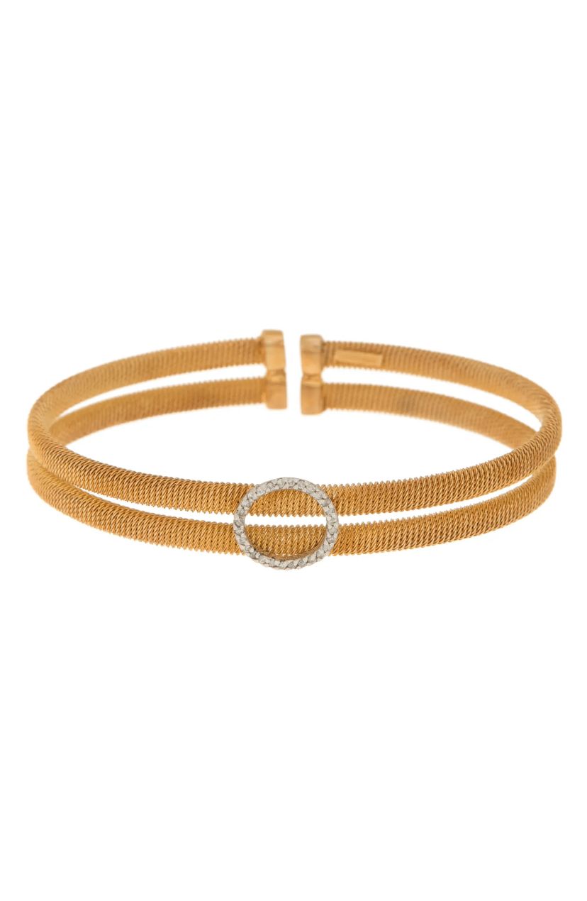 Meshmerise Sterling Silver with 18KT Vermeil Diamond Bangle
