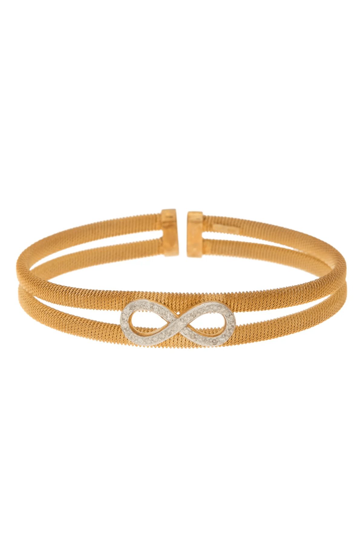Meshmerise Sterling Silver with 18KT Vermeil Diamond Bangle