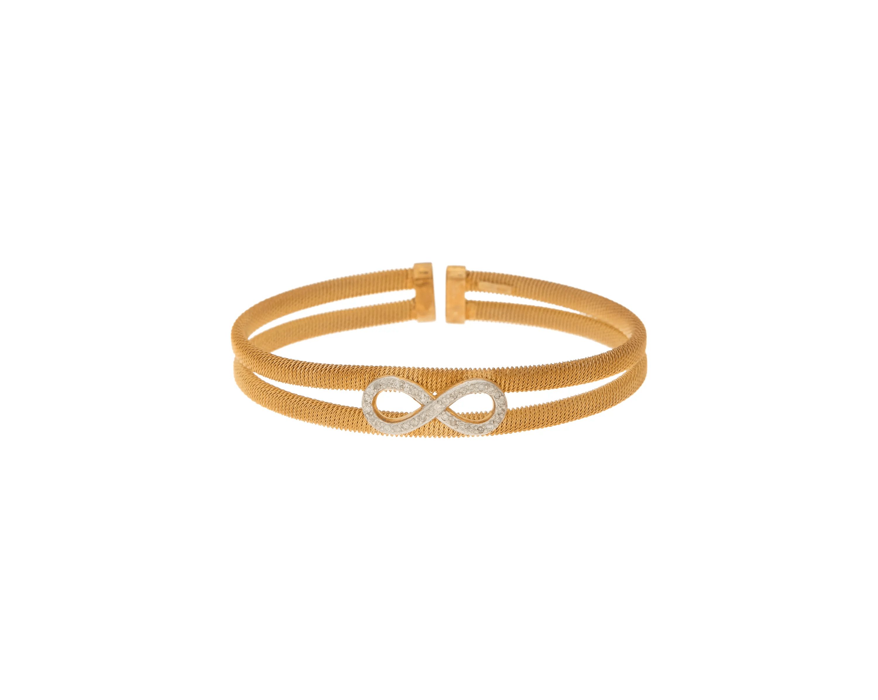 Meshmerise Sterling Silver with 18KT Vermeil Diamond Bangle