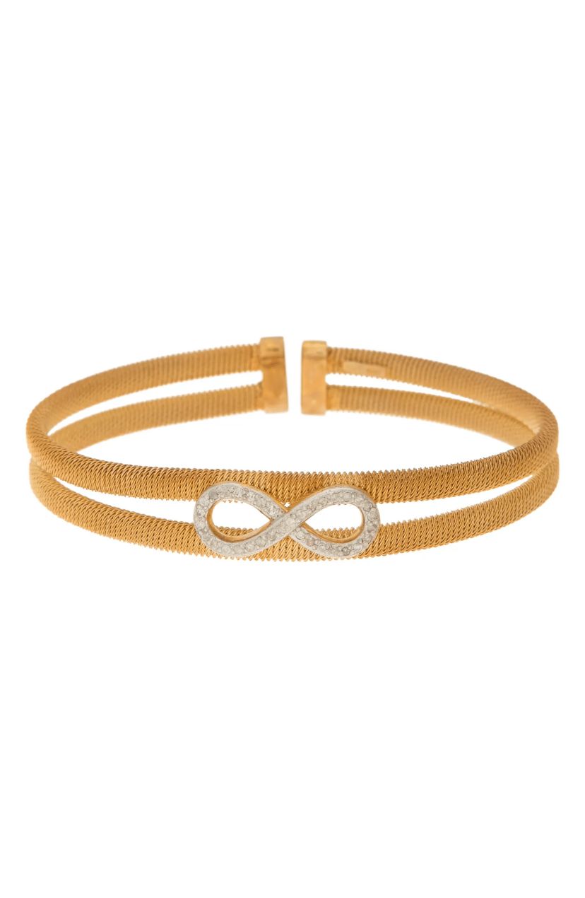 Meshmerise Sterling Silver with 18KT Vermeil Diamond Bangle