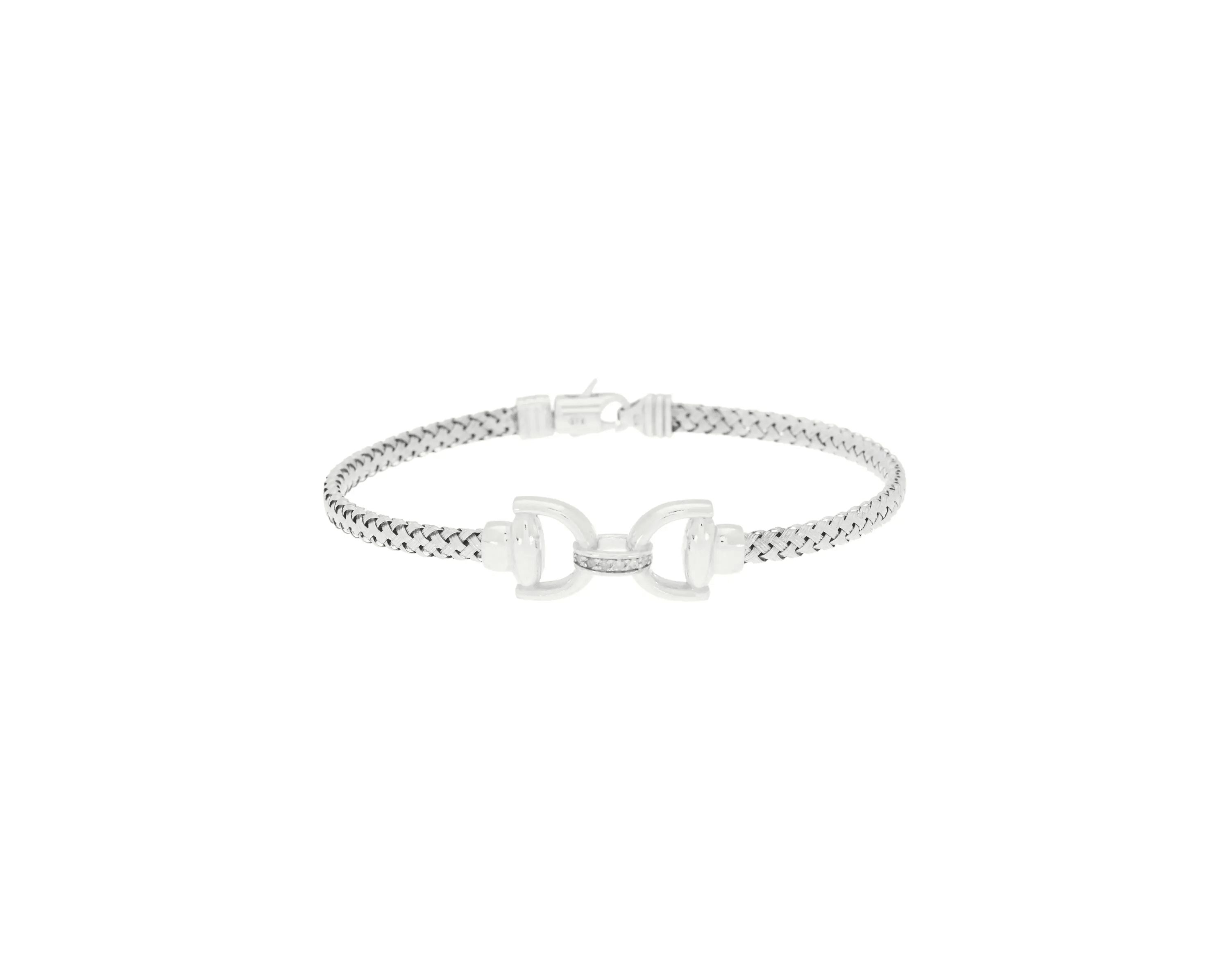 Meshmerise Sterling Silver with 18KT Vermeil Diamond Bangle