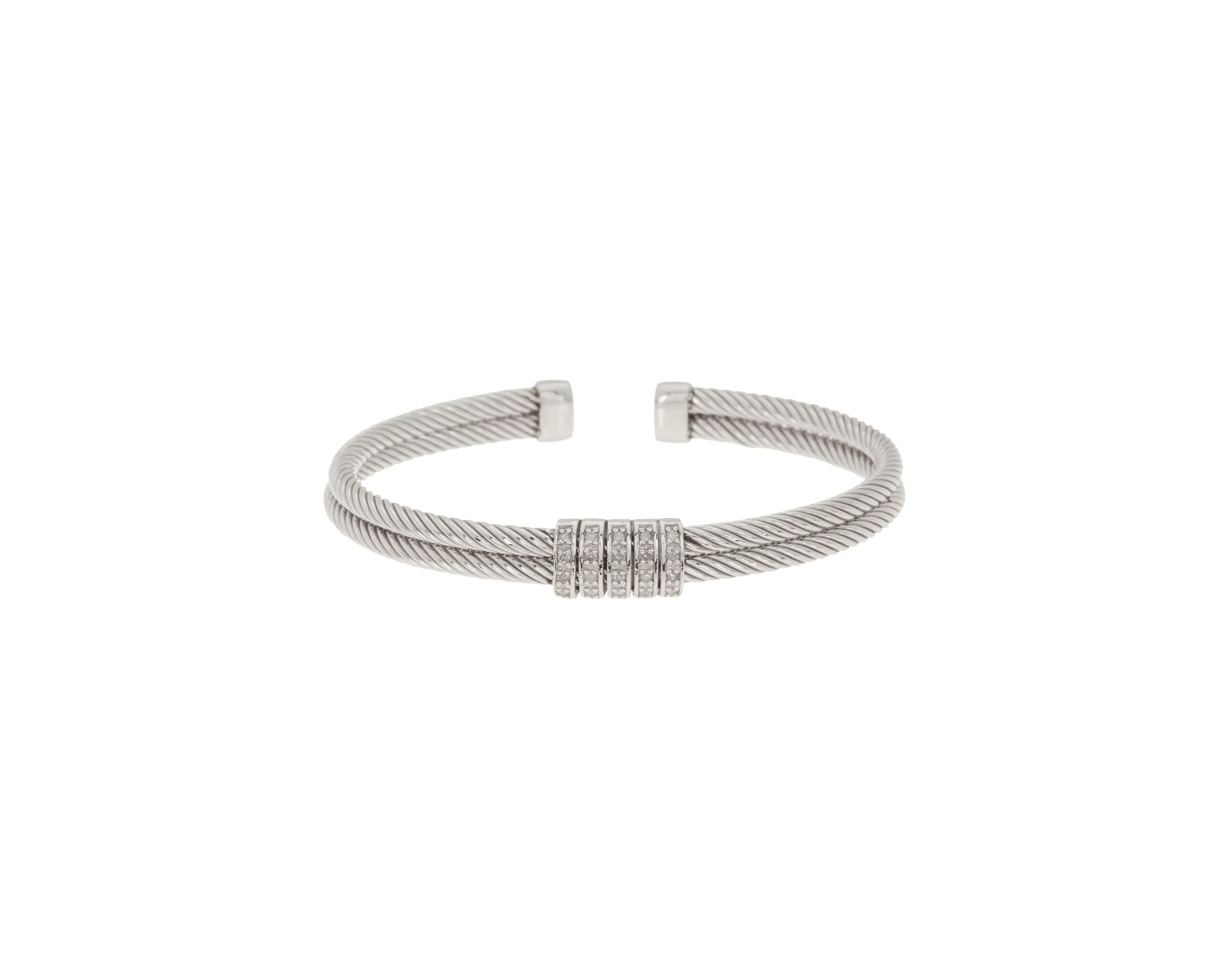 Meshmerise Sterling Silver with 18KT Vermeil Diamond Bangle