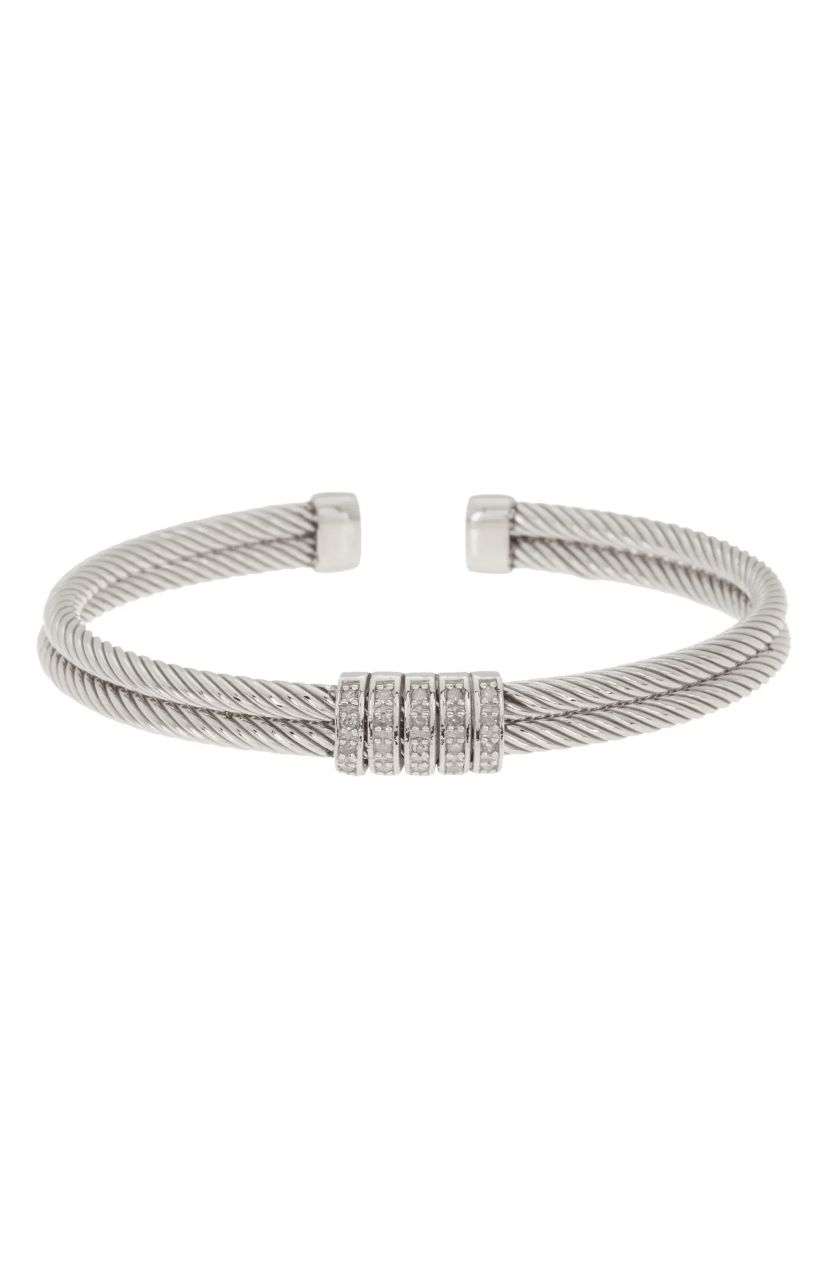 Meshmerise Sterling Silver with 18KT Vermeil Diamond Bangle
