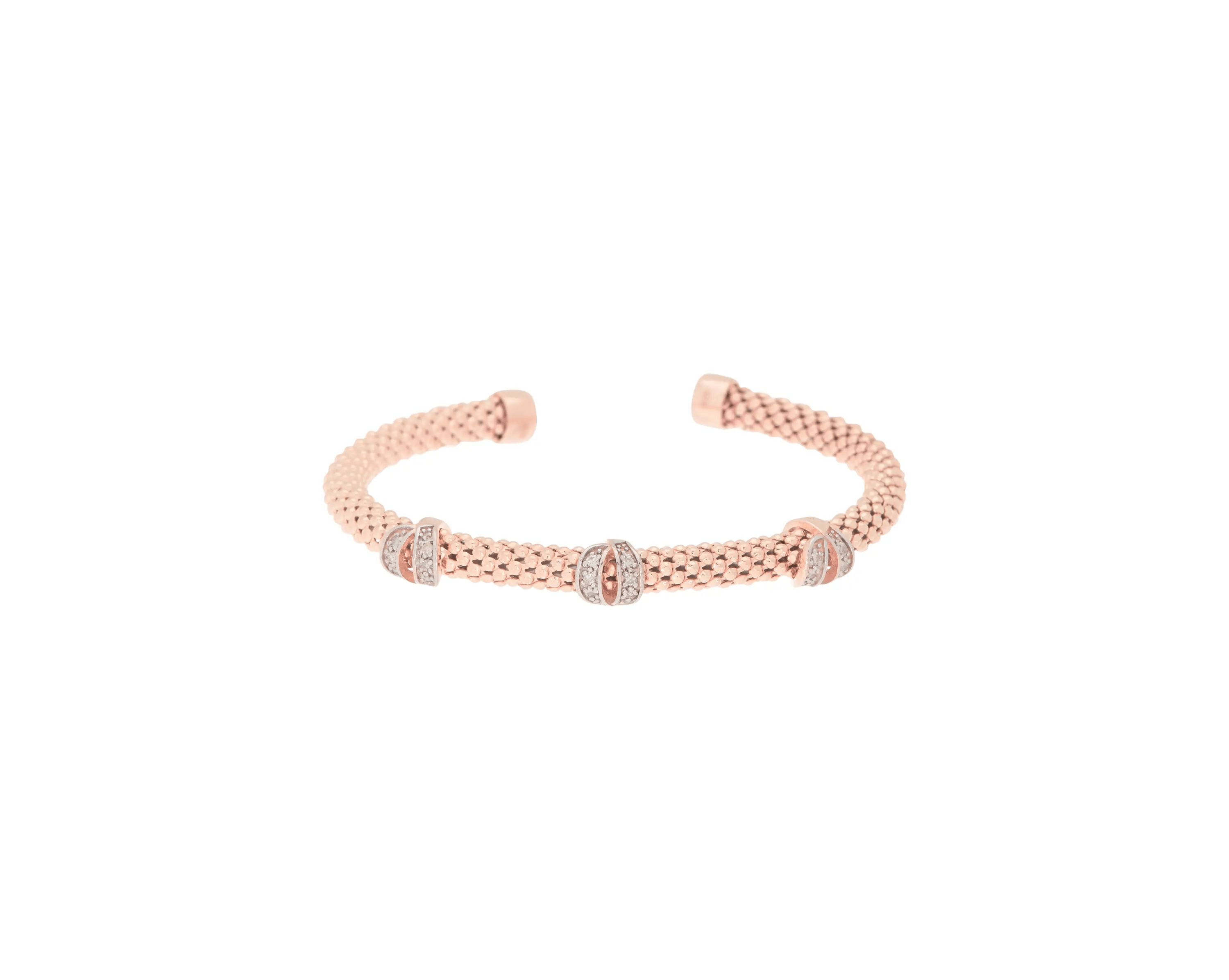 Meshmerise Sterling Silver with 18KT Vermeil Diamond Bangle