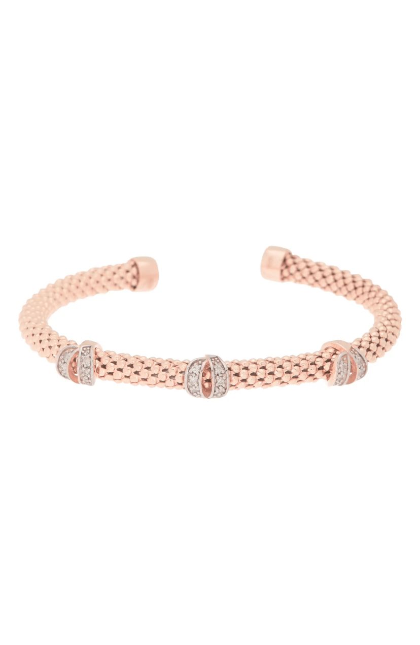 Meshmerise Sterling Silver with 18KT Vermeil Diamond Bangle