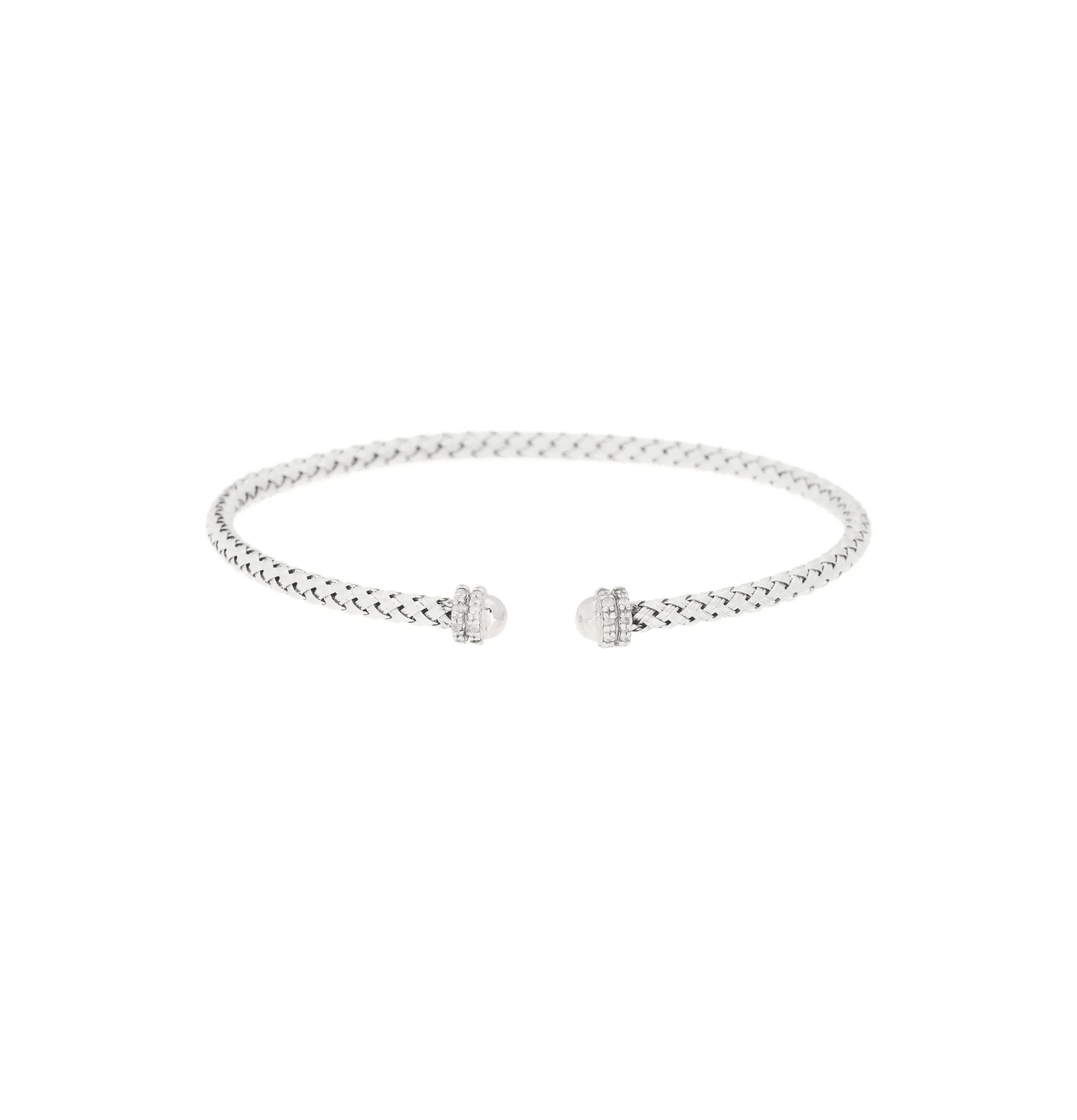 Meshmerise Sterling Silver with 18KT Vermeil Diamond Bangle