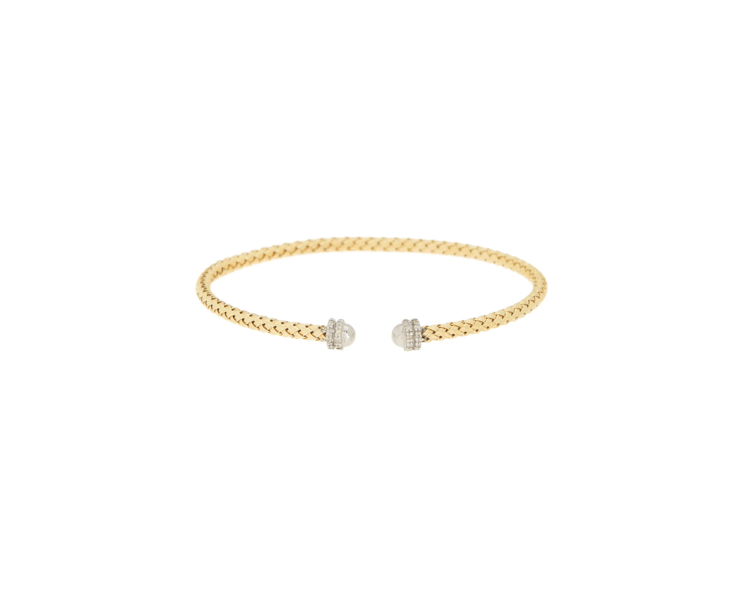 Meshmerise Sterling Silver with 18KT Vermeil Diamond Bangle