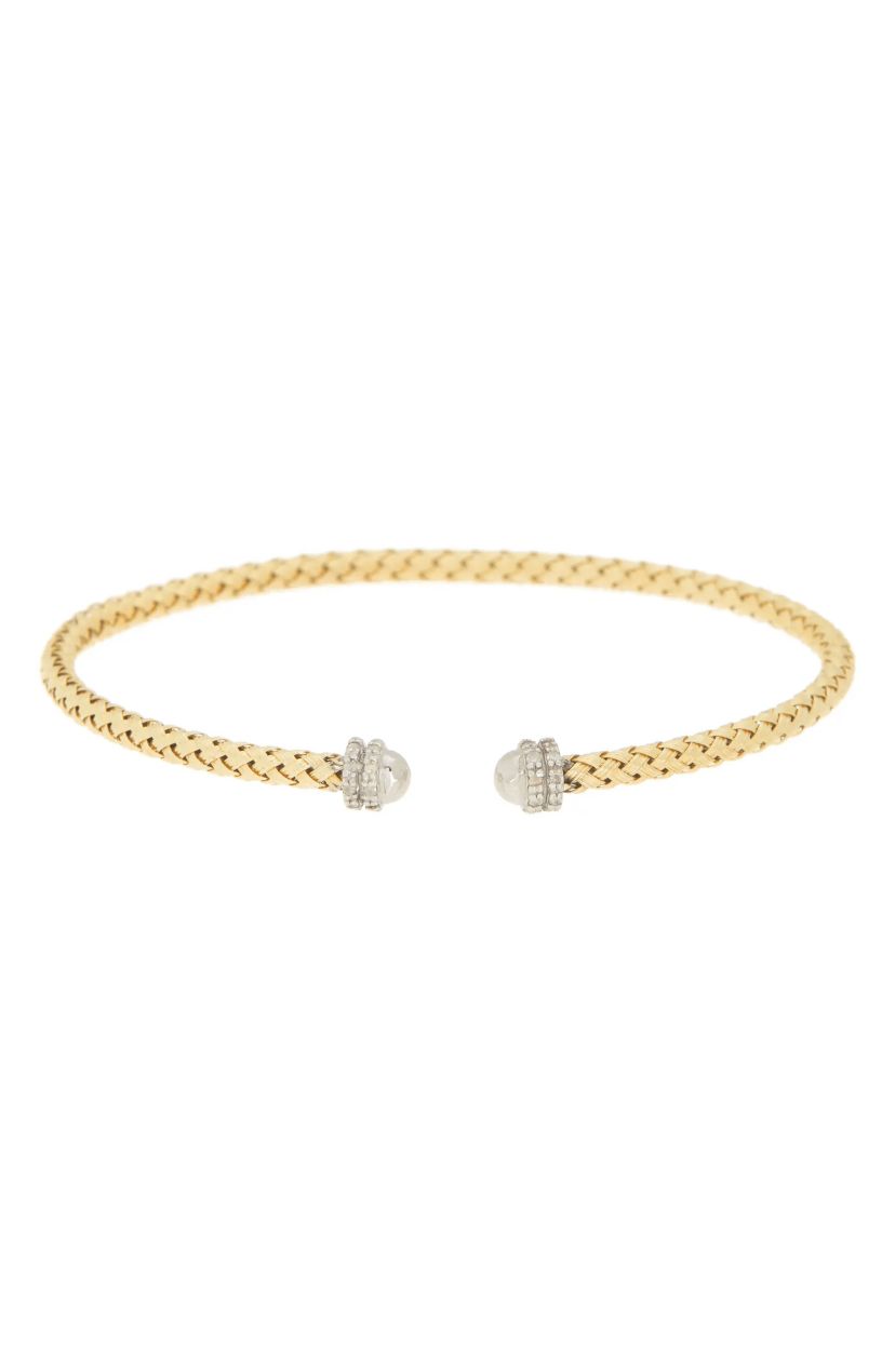 Meshmerise Sterling Silver with 18KT Vermeil Diamond Bangle