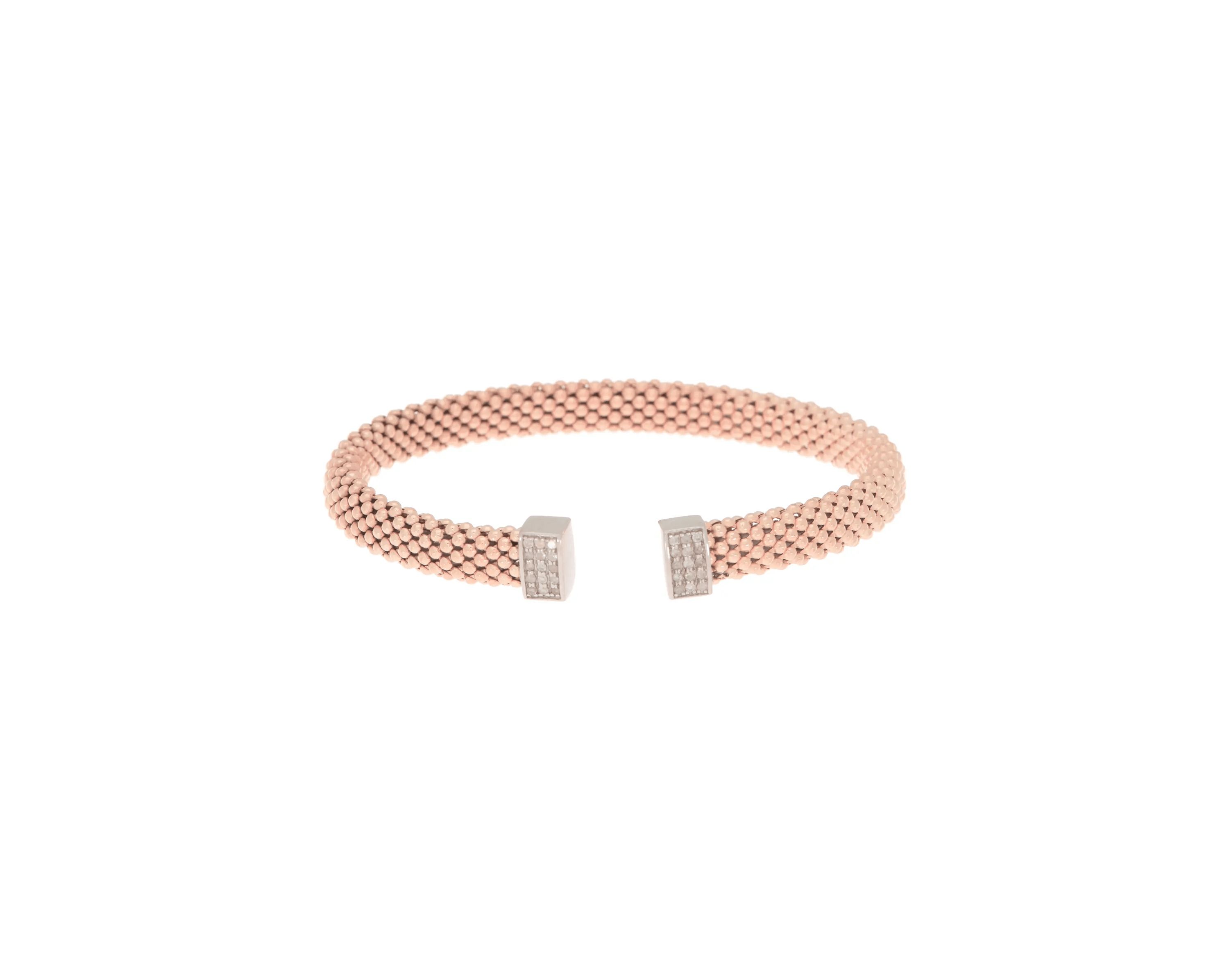 Meshmerise Sterling Silver with 18KT Vermeil Diamond Bangle