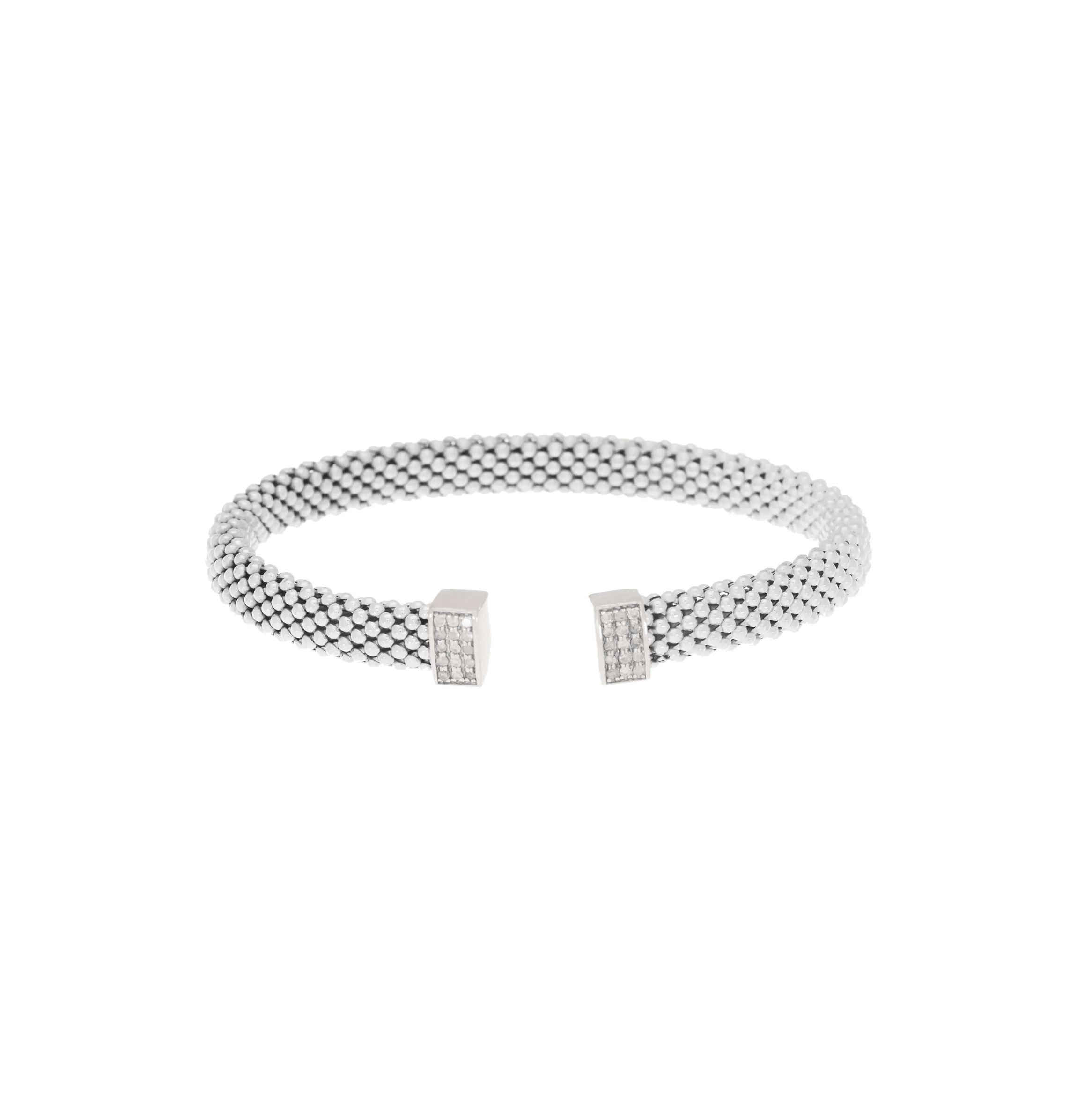 Meshmerise Sterling Silver with 18KT Vermeil Diamond Bangle