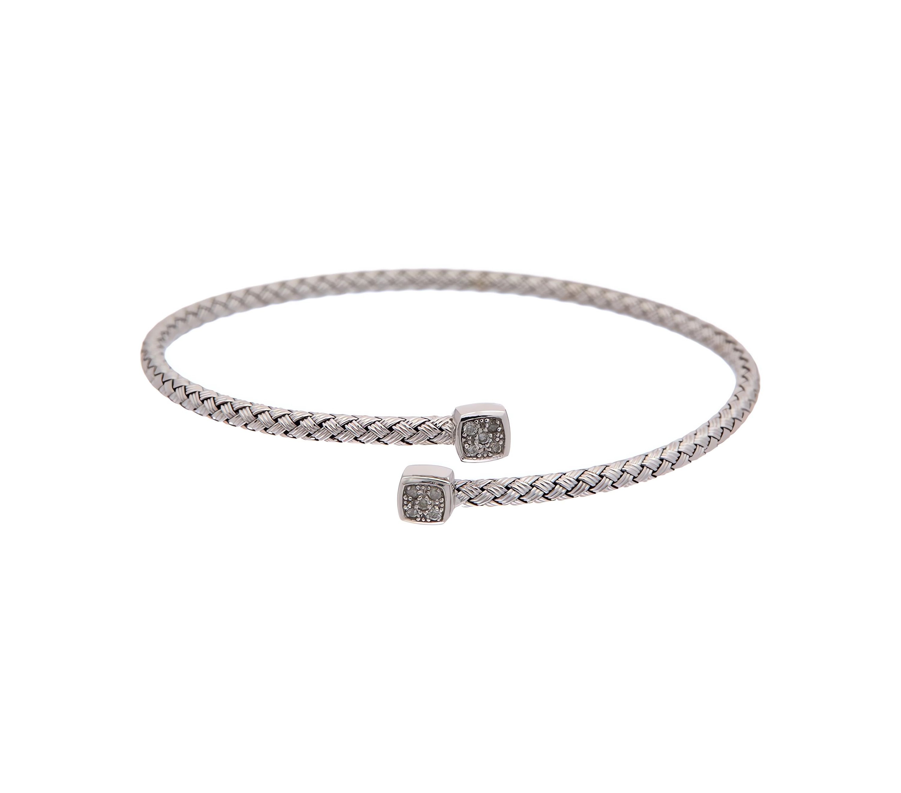 Meshmerise Sterling Silver with 18KT Vermeil Diamond Bangle